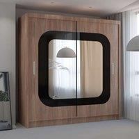 Wardrobe with Sliding Door-Mirror and LED Light 203cmx217cm