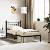 Metal Bed Frame with Headboard Black 90x190 cm Single