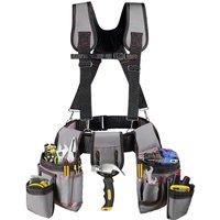 Tool Belt With Suspenders, 22 Pockets Tool Bags, Multi-Functional Adjustable Waist Tool Belt Heavy