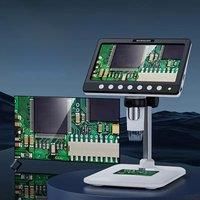 HDMI Digital Microscope 7'' IPS Screen 1200X Coin Microscope with 8 LEDs 5MP HD Soldering Microscope