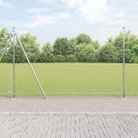 Welded Wire Fence with 13 Flanged Posts 1.6x25 m Galvanised Steel