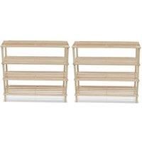 4-Tier Shoe Racks 2 pcs Solid Fir Wood