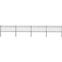 Garden Fence with Hoop Top Steel 6.8x0.8 m Black