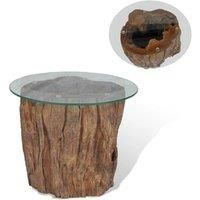 Coffee Table Teak Glass 50x40 cm