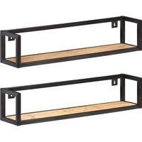 Wall Shelves 2 pcs 80 cm Rough Mango Wood