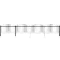Garden Fence with Spear Top Steel (1.25-1.5)x6.8 m Black