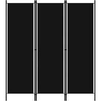 3-Panel Room Divider Black 150x180 cm