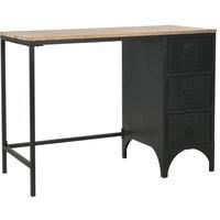 Single Pedestal Desk Solid Firwood and Steel 100x50x76 cm