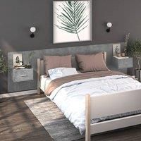Wall-mounted Bedside Cabinets 2 pcs Concrete Grey