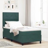 Box Spring Bed with Mattress Dark Green 80x200 cm Velvet
