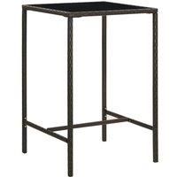 Garden Bar Table Brown 70x70x110 cm Poly Rattan and Glass