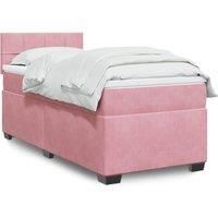 Box Spring Bed with Mattress Pink 90x200 cm Velvet