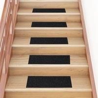 Self-adhesive Stair Mats Rectangular 15 pcs 60x25 cm Black