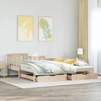 Daybed with Trundle and Drawers without Mattress 90x200 cm