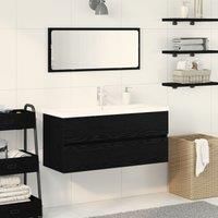 Sink Cabinet with Built-in Basin Black Oak Engineered Wood