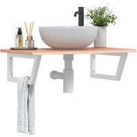 Basin Shelf Wall Mounted Steel and Solid Wood Oak