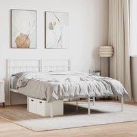 Metal Bed Frame with Headboard White 160x200 cm