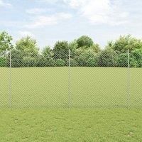 Chain Link Fence with 20 U Posts Silver 1.5x10 m Steel