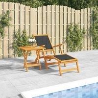 Outdoor Deck Chair with Table Solid Wood Acacia and Textilene