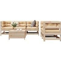 6 Piece Garden Sofa Set Solid Wood Pine