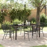 Set of 3 Black PE rattan, powder-coated steel 2 Seater Durable