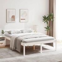 Bed Frame White 135x190 cm Double Solid Wood Pine
