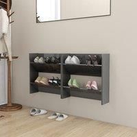 Wall Shoe Cabinets 2 pcs High Gloss Grey 60x18x60 cm Engineered Wood