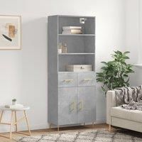 Highboard Concrete Grey 69.5x34x180 cm Engineered Wood