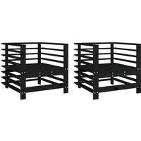 Garden Chairs 2 pcs Black Solid Wood Pine