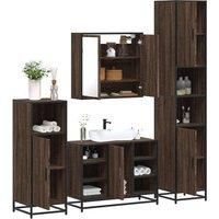 4Piece Bathroom Furniture SetBrown Oak Engineered Wood
