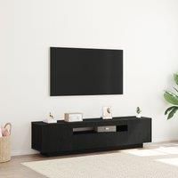 TV Stand with LED Lights - Black Oak, 160x35x40 cm, Made from Engineered Wood