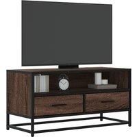 TV Cabinet Brown Oak 80x34.5x40 cm Engineered Wood and Metal