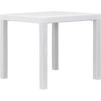 Garden Table White 79x79x72 cm Plastic Rattan Look