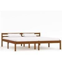 Bed Frame Honey Brown Solid Pine Wood 180x200 cm Super King