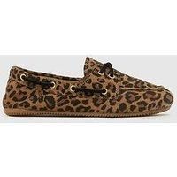 Schuh Lyanna Suede Flat Boat Shoes - Leopard - Print