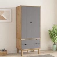 Berkfield Home Wardrobe OTTA Brown & Grey 76.5x53x172 cm Solid Wood Pine