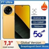 New F7 Ultra Original 5G Dual Sim Cellphones 7.3HD Screen Mobile Phones 7800mAh Smartphone Android 15 Global Version Cell Phone
