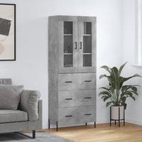 Highboard Concrete Grey 69.5x34x180 cm Engineered Wood