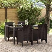 Garden Chairs 4 pcs Brown Poly Rattan