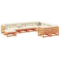 10 Piece Garden Sofa Set Wax Brown Solid Wood Pine