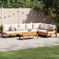 5 Piece Garden Sofa Set with Cushions Solid Wood Acacia