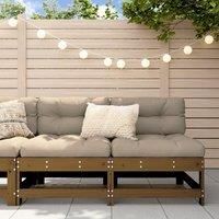 Middle Sofas with Cushions 2 pcs Honey Brown Solid Wood Pine