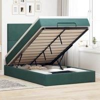 Ottoman Bed with Mattresses Dark Green 120x200cm Velvet