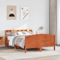 Bed Frame without Mattress Wax Brown 140x190 cm Solid Wood Pine