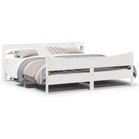Bed Frame with Headboard White 180x200 cm Super King Solid Wood Pine