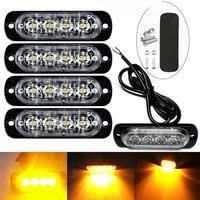 4x 4LED Car Warning Light Grill Breakdown Light Car Truck Trailer Beacon Lamp LED Amber Side Light