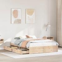 Bed Frame without Mattress 150x200 cm King Size Solid Wood Pine