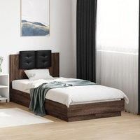 Bed Frame without Mattress Brown Oak 90x190 cm Single