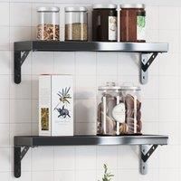 Shelf Brackets 4 pcs 15x2.5x11.5 cm Black Stainless Steel