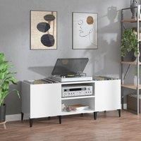 Record Cabinet High Gloss White 121x38x48 cm Engineered Wood